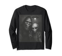 Bigfoot Alien Selfie Peace UFO Encounter Long Sleeve T-Shirt