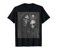 Bigfoot Alien Selfie Peace UFO Encounter T-Shirt