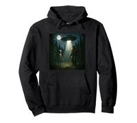 Bigfoot Alien UFO Encounter Forest Night Mystery Cryptid Pullover Hoodie