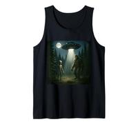 Bigfoot Alien UFO Encounter Forest Night Mystery Cryptid Tank Top