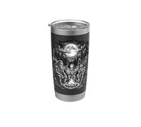 Bigfoot Alien Winged Creature Moon Campfire Forest Stainless Steel Insulated Tumbler