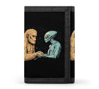 Bigfoot Aliens Friendship Funny Slim Trifold Wallet for Men Front Pocket Purse with Credit Card Holder