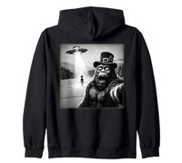 Bigfoot Aliens UFO St Patricks Day Funny Selfie Zip Hoodie