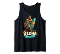 Bigfoot Aloha Hawaiian Surfing Sasquatch Funny Beach Surfer Tank Top