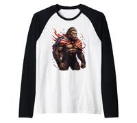 Bigfoot American Flag Patriot Sasquatch Cryptid Raglan Baseball Tee