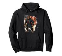 Bigfoot American General Flag Patriot Cryptid Legend Pullover Hoodie