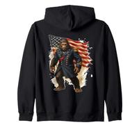 Bigfoot American General Flag Patriot Cryptid Legend Zip Hoodie