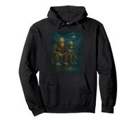 Bigfoot And Alien Fisher Funny Bigfoot Alien UFO Fishing Pullover Hoodie