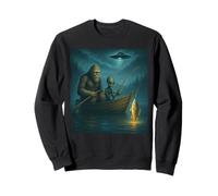 Bigfoot And Alien Fisher Funny Bigfoot Alien UFO Fishing Sweatshirt