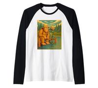 Bigfoot And Alien Fishing - Fisherman Angler Angling Raglan Baseball Tee