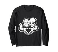 Bigfoot and Alien Friendship Paranormal Love Sasquatch UFO Long Sleeve T-Shirt