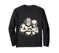 Bigfoot and Alien Friendship Paranormal Love Sasquatch UFO Long Sleeve T-Shirt