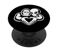 Bigfoot and Alien Friendship Paranormal Love Sasquatch UFO PopSockets Adhesive PopGrip