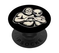 Bigfoot and Alien Friendship Paranormal Love Sasquatch UFO PopSockets Adhesive PopGrip