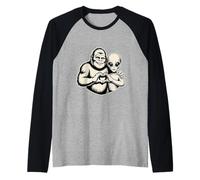 Bigfoot and Alien Friendship Paranormal Love Sasquatch UFO Raglan Baseball Tee