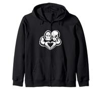 Bigfoot and Alien Friendship Paranormal Love Sasquatch UFO Zip Hoodie