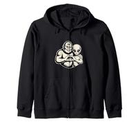 Bigfoot and Alien Friendship Paranormal Love Sasquatch UFO Zip Hoodie