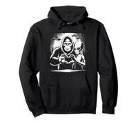 Bigfoot And Alien Love Hand Sign Sasquatch UFO Paranormal Pullover Hoodie