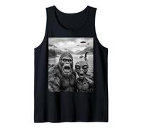 Bigfoot and Alien Selfie with Loch Ness Monster UFO Tank Top