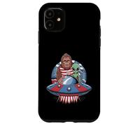 Bigfoot and Alien with Flags Under UFO Moon Case for iPhone 11