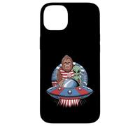 Bigfoot and Alien with Flags Under UFO Moon Case for iPhone 14 Plus