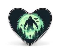 Bigfoot And Aliens Heart Metal Brooches Small 1" Badge Pin Decorative Lapel Pins Gift Clothing Hat Accessory