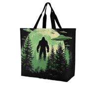 Bigfoot And Aliens Large Tote Bag Reusable for Shopping