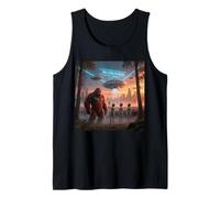 Bigfoot and Aliens We Come in Peace UFO Flying Saucer Tank Top