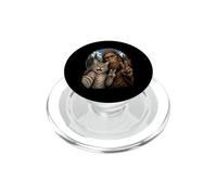 Bigfoot and Cat Selfie Forest Cryptid Funny Animal Art Humor PopSockets PopGrip for MagSafe