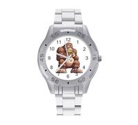 Bigfoot and Hamburger Men's Business Watch Fashion Stainless Steel Wristwatches Custom Easy Read Watches for Women