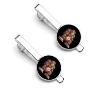 Bigfoot And Hamburger Tie Clips for Men Classic Necktie Tie Bar 2 Pack Clasp Clips Gifts for Anniversary Business