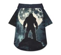 Bigfoot And Moon Pet Shirt Button Up Summer Clothes Breathable T-Shirt for Small Medium Dogs Cats