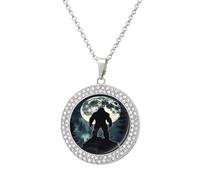 Bigfoot And Moon Vintage Necklace Gold Silver Pendant Jewelry Lady Multicolored Diamond Necklaces with Chain