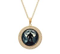 Bigfoot And Moon Vintage Necklace Gold Silver Pendant Jewelry Lady Multicolored Diamond Necklaces with Chain
