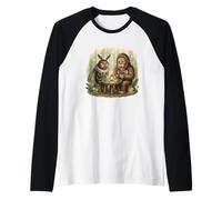 Bigfoot and Mothman Romantic Forest Dinner Raglan Baseball Tee