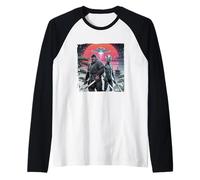 Bigfoot and Ninja Alien Vintage Japanese Samurai Ukiyo-E Art Raglan Baseball Tee