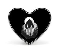 Bigfoot And Woman Running Away Enamel Lapel Pin Heart Badge Brooches for Women Men Jewelry Backpack Hats Decor