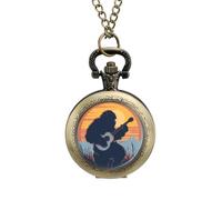 Bigfoot & Banjo Sasquatch Silhouette Vintage Bluegrass Pocket Watch Vintage Quartz Pocket Watches with Chain for Men Women Coppery-Style