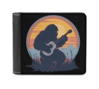 Bigfoot & Banjo Sasquatch Silhouette Vintage Bluegrass PU Leather Wallets Stylish Bifold Wallet Slim Front Pocket Credit Card Holder for Women Men