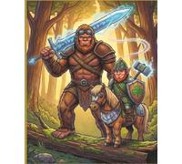 Bigfoot Battle Ready: Epic Fantasy Bigfoot & Leprechaun Warrior Journal | 7.5x9.25 College Ruled Composition Notebook | Funny Sasquatch Cryptid Gift for Men, Boys, Teens & Gamers