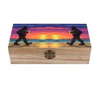 Bigfoot Beer Sunset Beach Wooden Storage Box Decorative Keepsake Boxes Jewelry Organizer Gifts with Hinged Lid