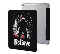 Bigfoot Believe Christmas Tablet Case with Pencil Holder Compatible with iPad 9th/ 8th/ 7th Lightweight Hard Protective Cover