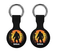 Bigfoot Believe Funny GPS Cases Holder with Key Chain Ring Protective Cover Compatible with Airtag 2PCS