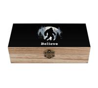 Bigfoot Believe Wooden Storage Box Decorative Keepsake Boxes Jewelry Organizer Gifts with Hinged Lid