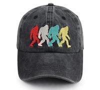 Bigfoot Believes in You Hat, Embroidered Adjustable Wash Retro Cotton Denim Big Foot Sasquatch Baseball Cap, Bigfoot Embroidered Black, One size