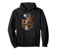 Bigfoot Boop Corgi Starry Night Funny Sasquatch Full Moon Pullover Hoodie