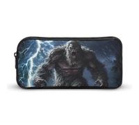 Bigfoot Braving Thunders Cute Pencil Case Large Capacity Portable Zippered Pen Pouch Bag for Office Unisex