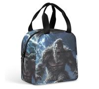 Bigfoot Braving Thunders Trendy Lunch Bag Insulated Reusable Aluminum Foil Meal Lunchbox Pouch for Office Travel