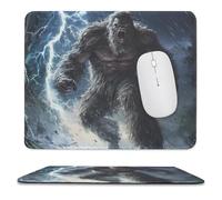Bigfoot Braving Thunders Trendy Mouse Pad with Stitched Edges Non Slip Waterproof Mousepad Desk Mat for Office Gaming