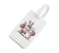 Bigfoot Bunny Easter Day Sasquatch Luggage Tag for Suitcase Cute ID Tags Travel Baggage Identifier Labels White-Style
